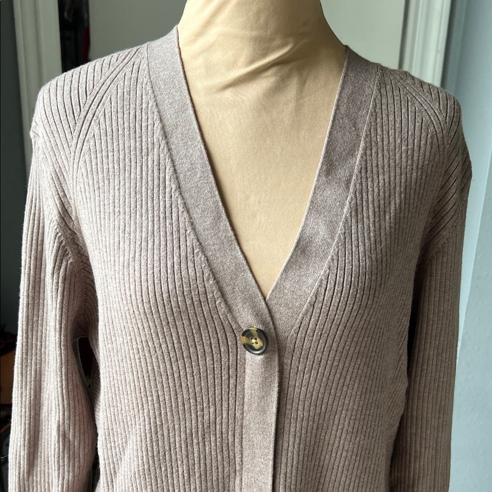 Ribbed button-up duster cardigan - Picture 3 of 9